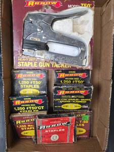 lot 681 image: Arrow Model T50 Heavy Duty Staple Gun Tacker with T50 Staples Assortment