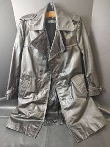 lot 732 image: Leather Trench Coat, Made in Poland, see pics for measurement
