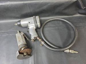 lot 787 image: Air Impact Wrench with Hose and Air Impact Grinder