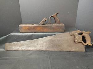 lot 803 image: Vintage Hand Saw and Wood Plane Tool