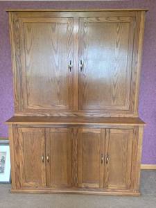 lot 6 image: China Cabinet with Adjustable Shelves and Drawers (2 piece)