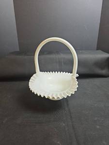 lot 204 image: Fenton Hobnail Milk Glass Basket