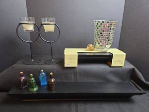 lot 206 image: Floating Shelfs, Decorative Glassware and Candle Holders