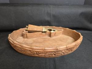 lot 218 image: Carved Wood Bowl with Brass Nutcracker Tool