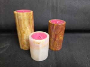 lot 238 image: 3 Carved Marble Tealight Candle Holders