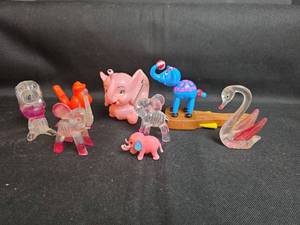 lot 266 image: Lot of 9 Plastic Animal Toy Figurines Elephants Swans Birds