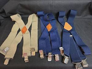 lot 278 image: 3 Suspenders Cream,  Navy Blue, Diamond Patch