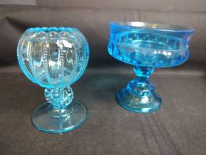 lot 298 image: Antique Northwood Pedestal Beaded Vase and VTG Indiana Glass Kings Crown Compote