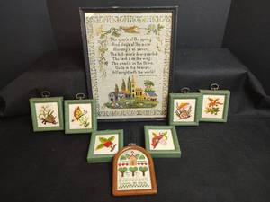 lot 327 image: Homemade Framed Needlepoint Embroidery