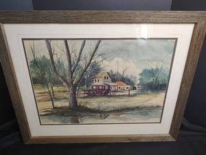 lot 355 image: Jack Stout, Kansas Watercolor Artist, Framed Picture with Signature, 28.5 x 22.5