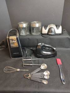 lot 386 image: Can Opener, Hand Mixer, Glass Canisters and Assecories