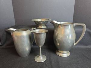 lot 393 image: Pewter Pitchers, Bowl, and Goblet