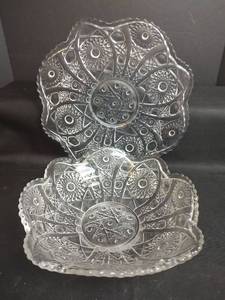 lot 408 image: Vintage Daisy and Button Serving Bowl and Platter by Imperial Glass Co