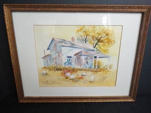 lot 486 image: Framed Watercolor Painting by Kansas Artist Velera Adams, Signed 2003, 17 x 13.5