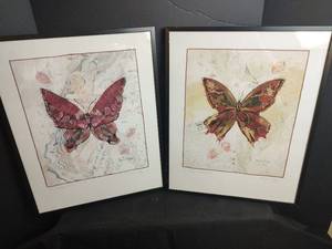 lot 489 image: Phyllis Knight, Butterfly Composition I & II, 16 x 20.5
