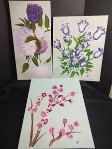 lot 493 image: Floral Paintings on Canvas