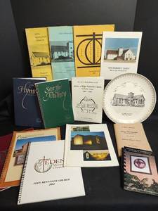 lot 510 image: Eden Mennonite Church Memorabilia, Commemorative Plate and Hymnals