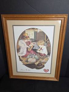 lot 565 image: Framed Print Memories Of Love by Skeen, Oval Matted Artwork