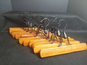 lot 573 image: Wooden Pants Hangers, Qty 12