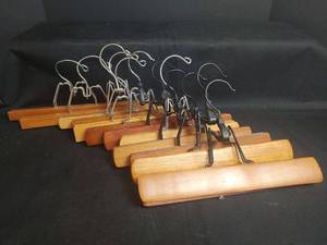 lot 574 image: Wooden Pants Hangers, Qty 12