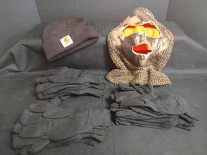 lot 609 image: 10 Pair Cotton Gloves and Insulated Head Gear