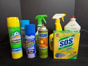 lot 647 image: Cleaning Supplies - Bathroom, Kitchen, Wood Floor Cleaner, SOS Pads