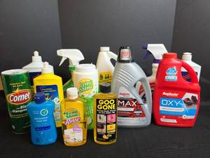 lot 648 image: Household Cleaning Supplies - Carpet Cleaner, Detergent, Bleach, and More