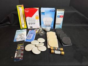 lot 664 image: Light Bulbs, Suction Cups, Fuses, Super Glue, and Hardware