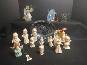 lot 703 image: Angel Figurine Collection, Bisque Angels Signed and Dated