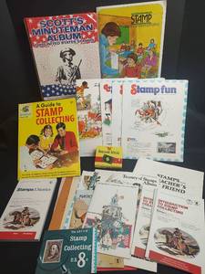 lot 706 image: Stamp Collecting Books and Guides, Scotts Minuteman Album Stamp, Fun Treasury and Accessories