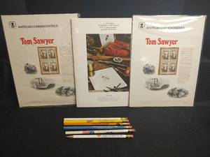lot 720 image: Vintage 1980 US Postal Service Commemorative and Special Stamps, including Tom Sawyer American Commemoratives