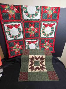 lot 753 image: Lot of 2 Quilted Patchwork Wall Hangings