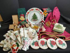lot 766 image: Christmas Lot, Tree Skirt and Assecories