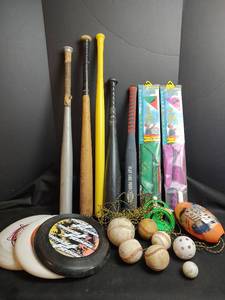 lot 809 image: Sports Lot Bats, Baseballs, Frisbees and Kites