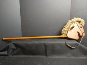 lot 824 image: Vintage Wooden Hobby Horse with Mane and Bridle