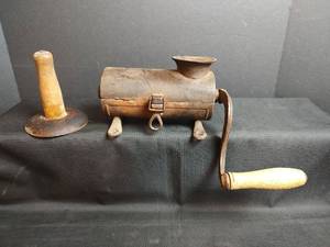 lot 847 image: Antique Manual Meat Grinder and Hog Scraper