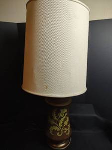 lot 849 image: Ceramic Table Lamp with Thistle Inlay Design, 35 Inches Tall