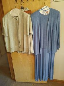 lot 904 image: Alex Evenings Floor Length 2-Piece Dress Set and Two Piece Light Sage Skirt and Blouse