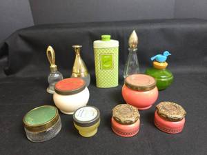 lot 924 image: Vintage Cosmetic Bottles and Containers