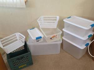lot 942 image: Storage Containers, Milk Crate, and Baskets