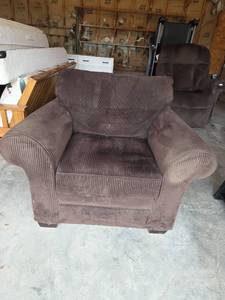 lot 1006 image: Brown Upholstered Armchair with Rolled Arms