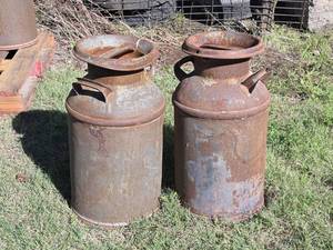 lot 1218 image: 2 Milk Cans with Lids and Handles
