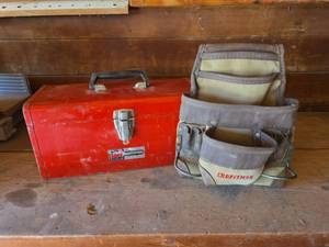 lot 1252 image: Craftsman Tool Pouch and WI Industries Metal Toolbox