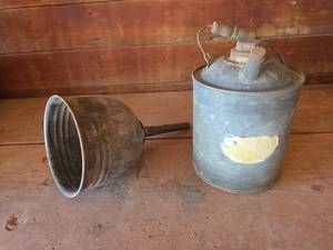 lot 1254 image: Metal Oil Can and Funnel