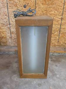 lot 1507 image: Wood Cabinet with Glass Door and Fluorescent Light Fixture - Powers on