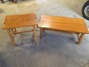 lot 1531 image: Wood Coffee Table and End Table