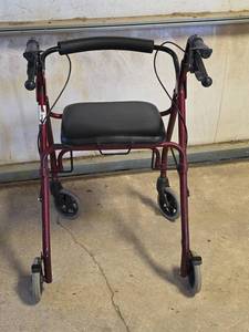 lot 1533 image: Medline Four-Wheel Rollator Walker with Seat and Brakes