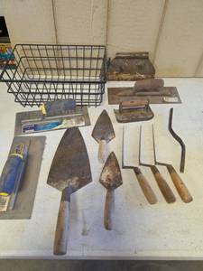 lot 1547 image: Trowels, Scrapers, and Basket