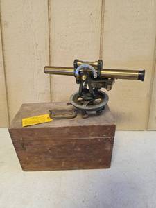 lot 1555 image: Craftsman Transit Level Surveying Instrument with Wooden Case