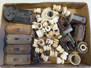 lot 1586 image: Lot of Electrical Components Insulators Switches and Hardware